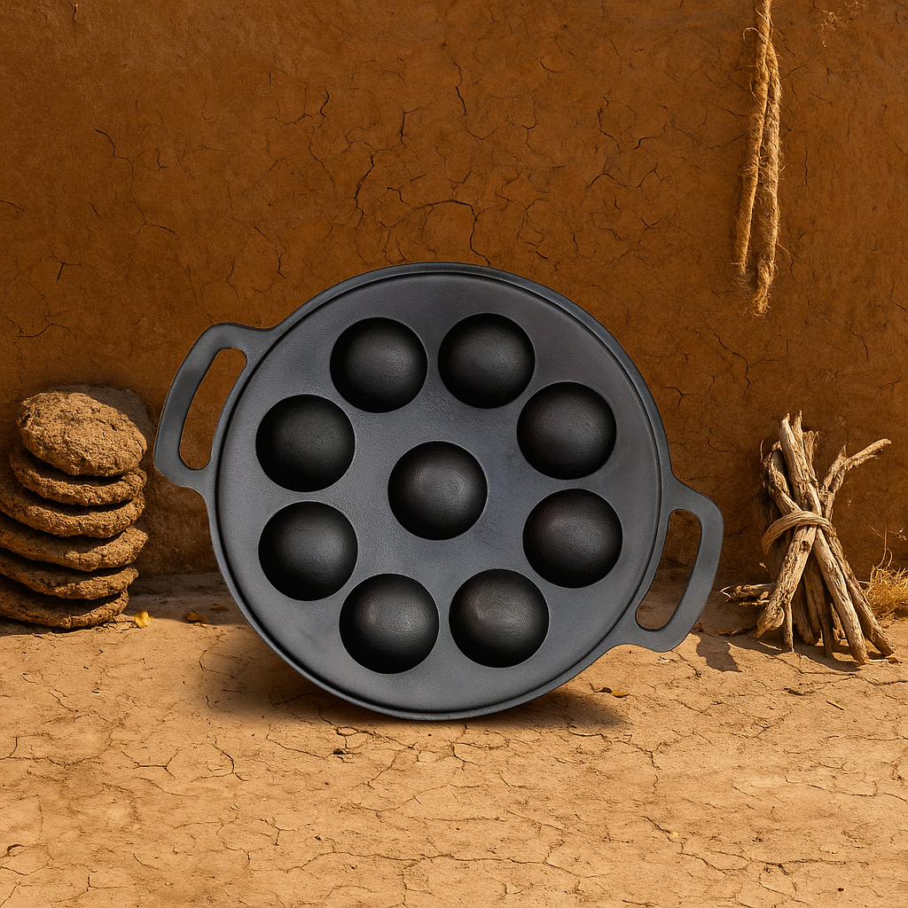 Cast Iron Appam Pan | Pre-Seasoned & Toxin-Free