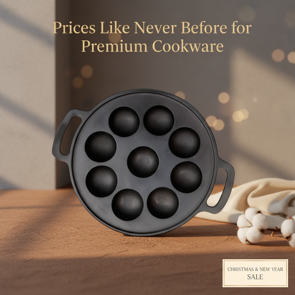 Cast Iron Appam Pan | Pre-Seasoned & Toxin-Free