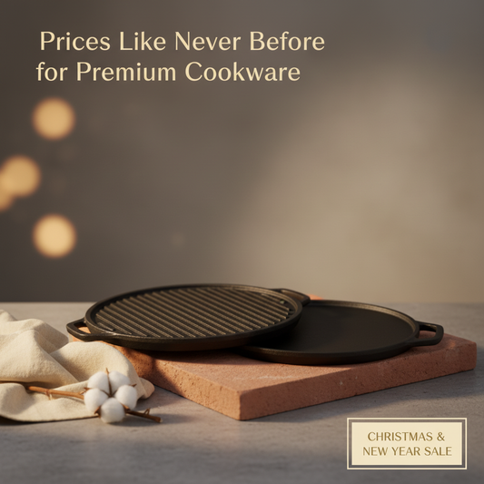 Cast Iron 2-in-1 Reversible Dosa Tawa / Grill Plate