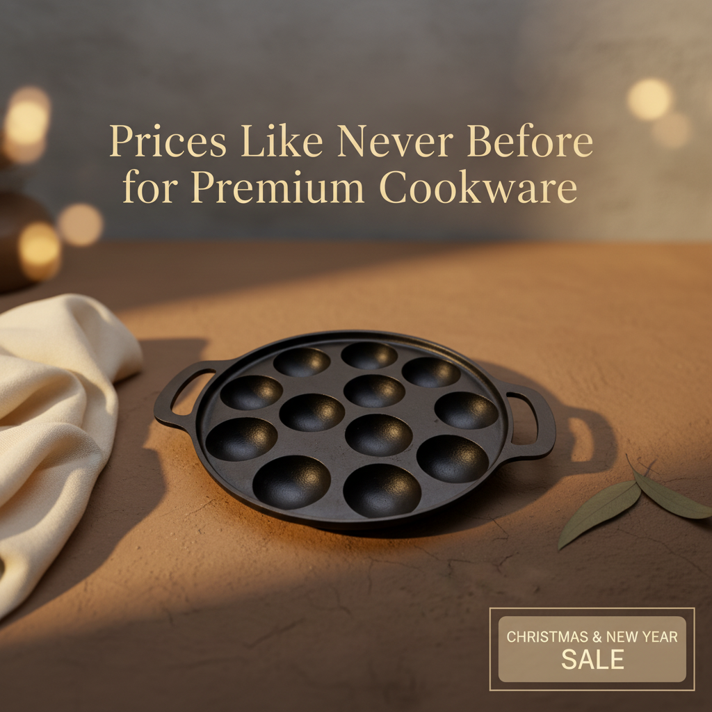 Cast Iron Appam Pan | Pre-Seasoned & Toxin-Free